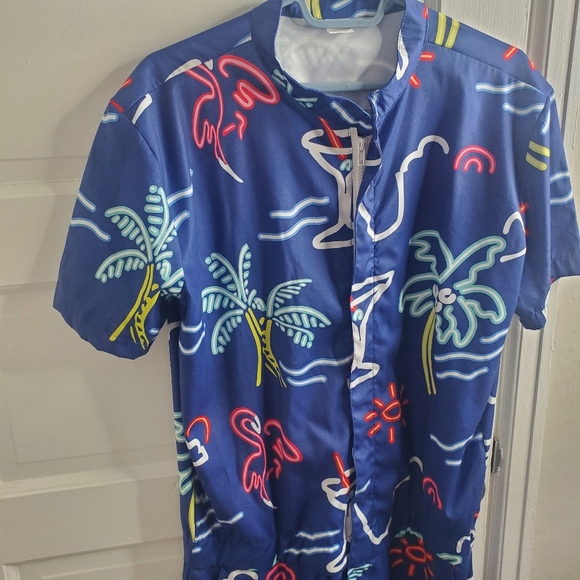 Men's Shorts Romper Hawaiian 80s 90s Large - Picture 4 of 11